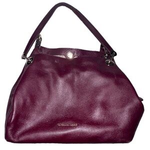 MICHAEL KORS BURGANDY RAVEN PEBBLE LEATHER SHOULDER BAG/PURSE